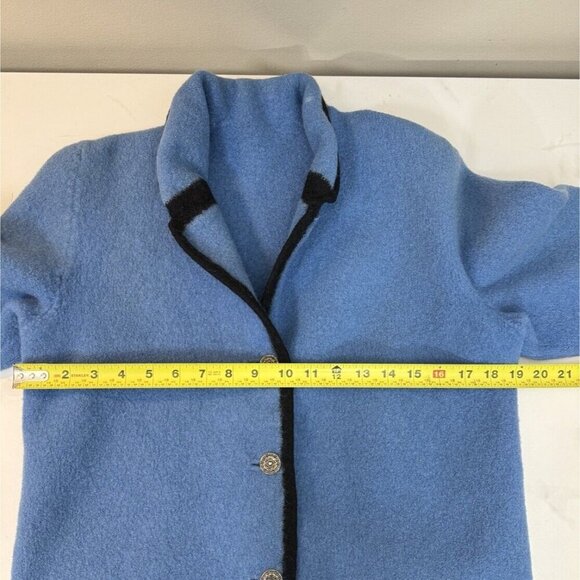 Vintage HAMMER-GEWALKT Orig. Dachstein Blue Cardigan Heavy Wool Sweater - Picture 15 of 16